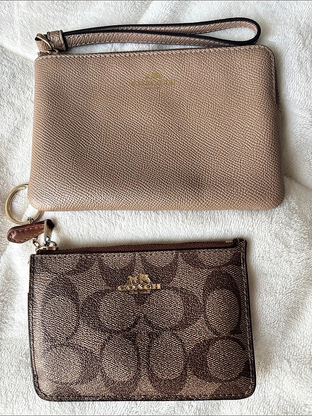 Set of 2 Coach Corner Zip Wristlet and Mini Skinny ID Case Set Brown Taupe